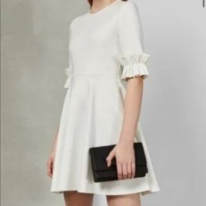 Ted baker white modest dress, fitted on top